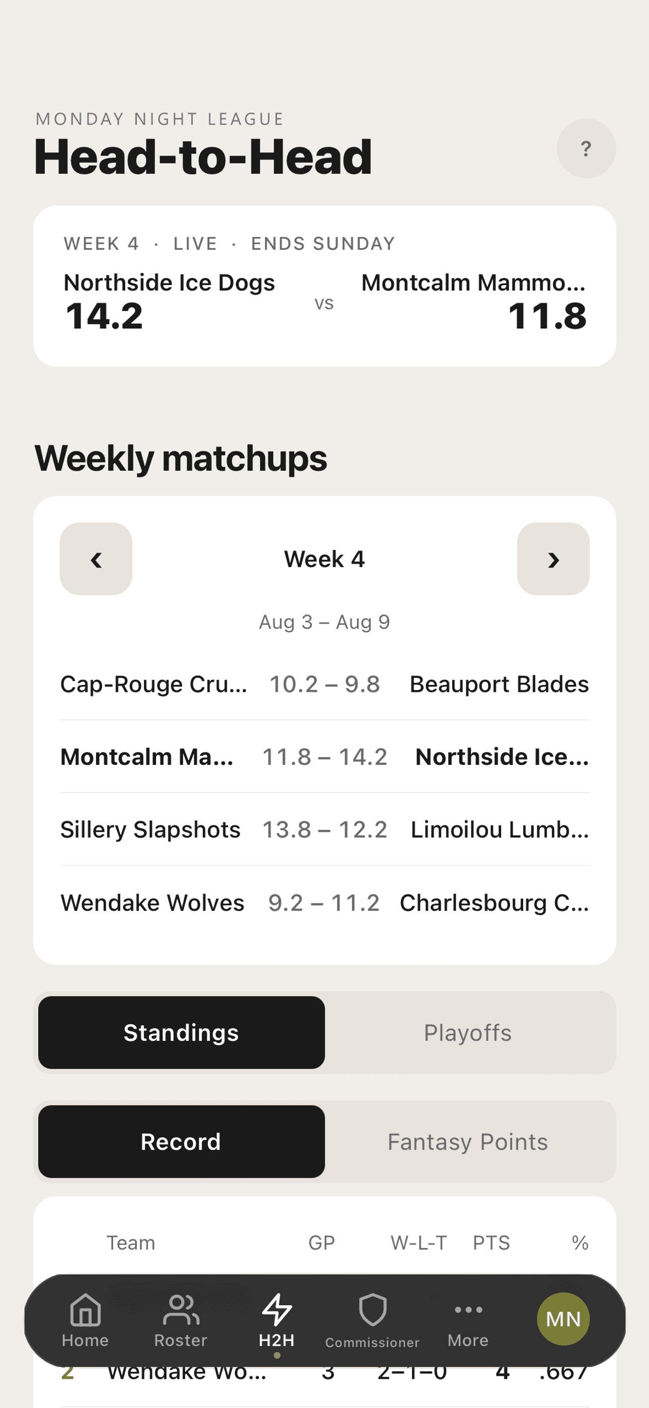 Battle head-to-head through the playoffs